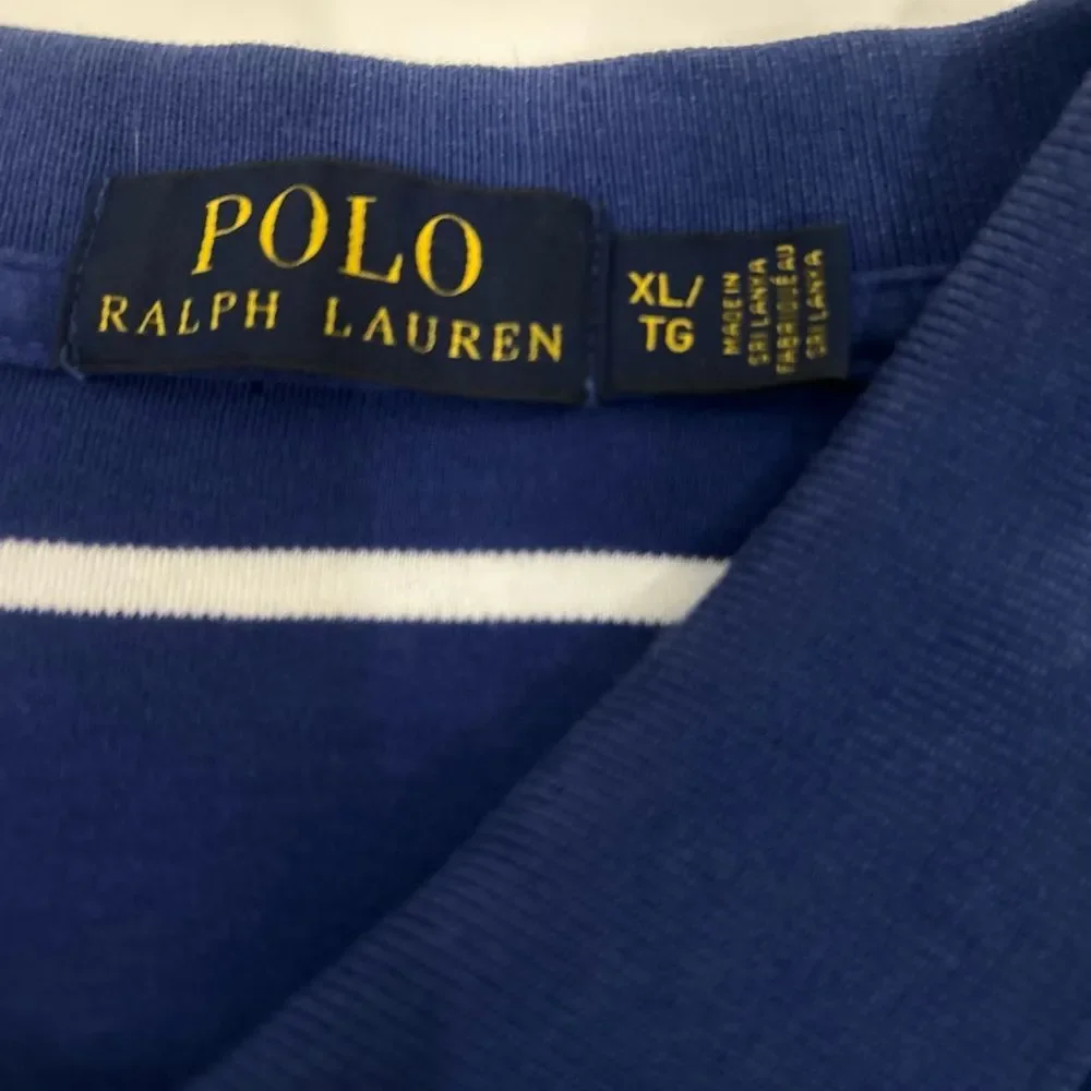 Ralph Lauren Blue and White Striped Polo Shirt